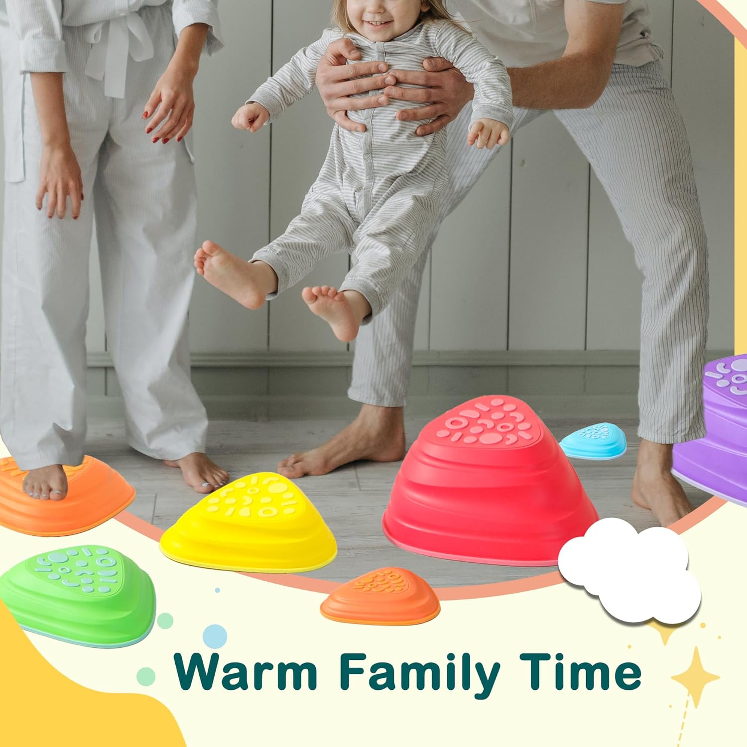 makarci Stepping Stones for Kids 12pcs Obstacle Courses Play Indoor Outdoor, Full Rubber Rim Plastic Hilltop for Kids Balance and Integration Improvement Age 3 4 5 6 7 8 + (Forest) - Image 3