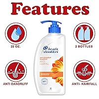 Vista 2 de Head & Shoulders Anti Hair fall Shampoo, 2 Pack Anti Dandruff Shampoo, Relieves Dry Scalp and Repairs Damage, Fresh Scent, 22 oz Pump Bottles