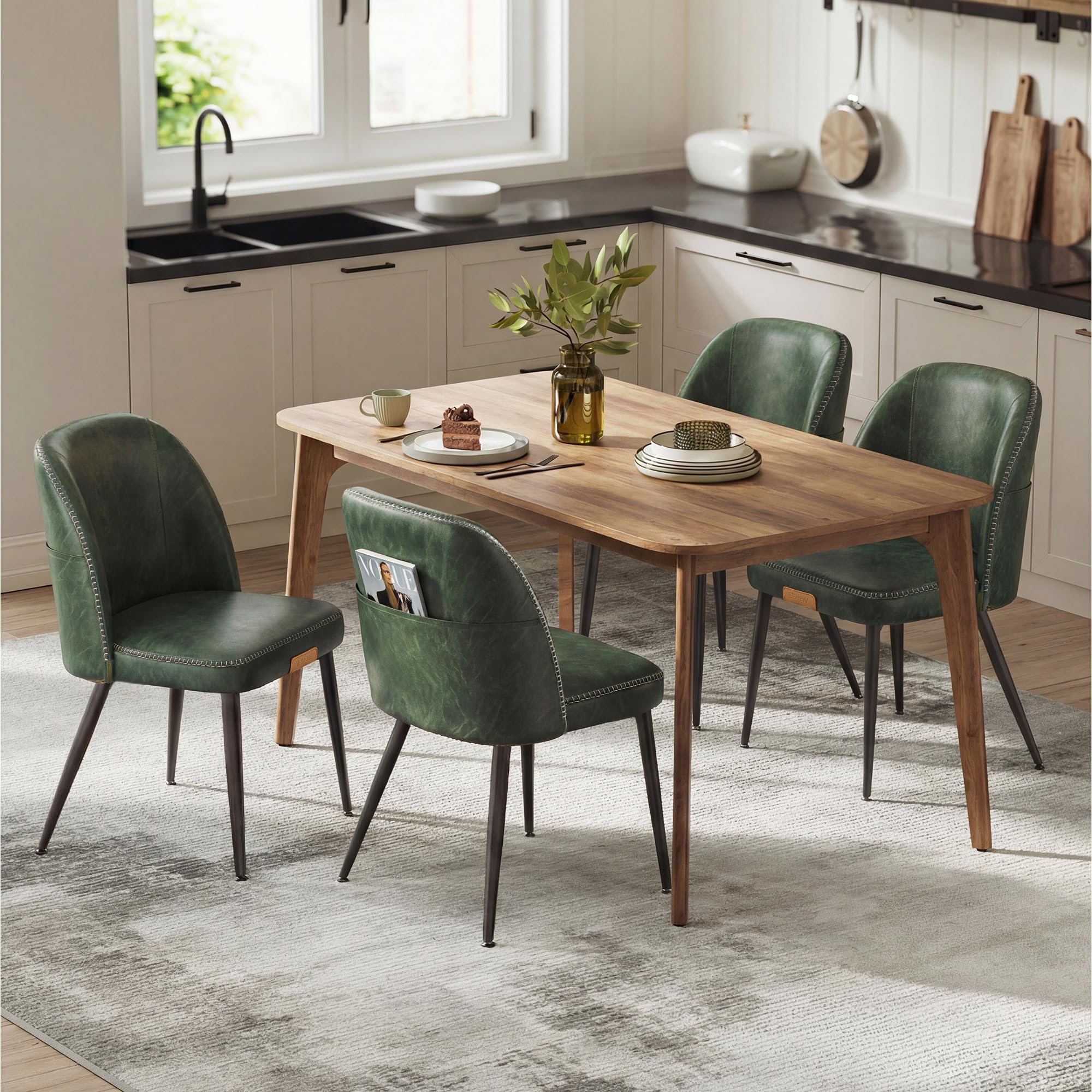 VASAGLE Dining Chairs Set of 4, Upholstered Kitchen Chairs