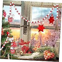 Vista 9 de VICASKY Guirnalda de cuentas de madera de Navidad con borlas, decoración de bandeja escalonada, cuentas colgantes de pared de granja con borlas