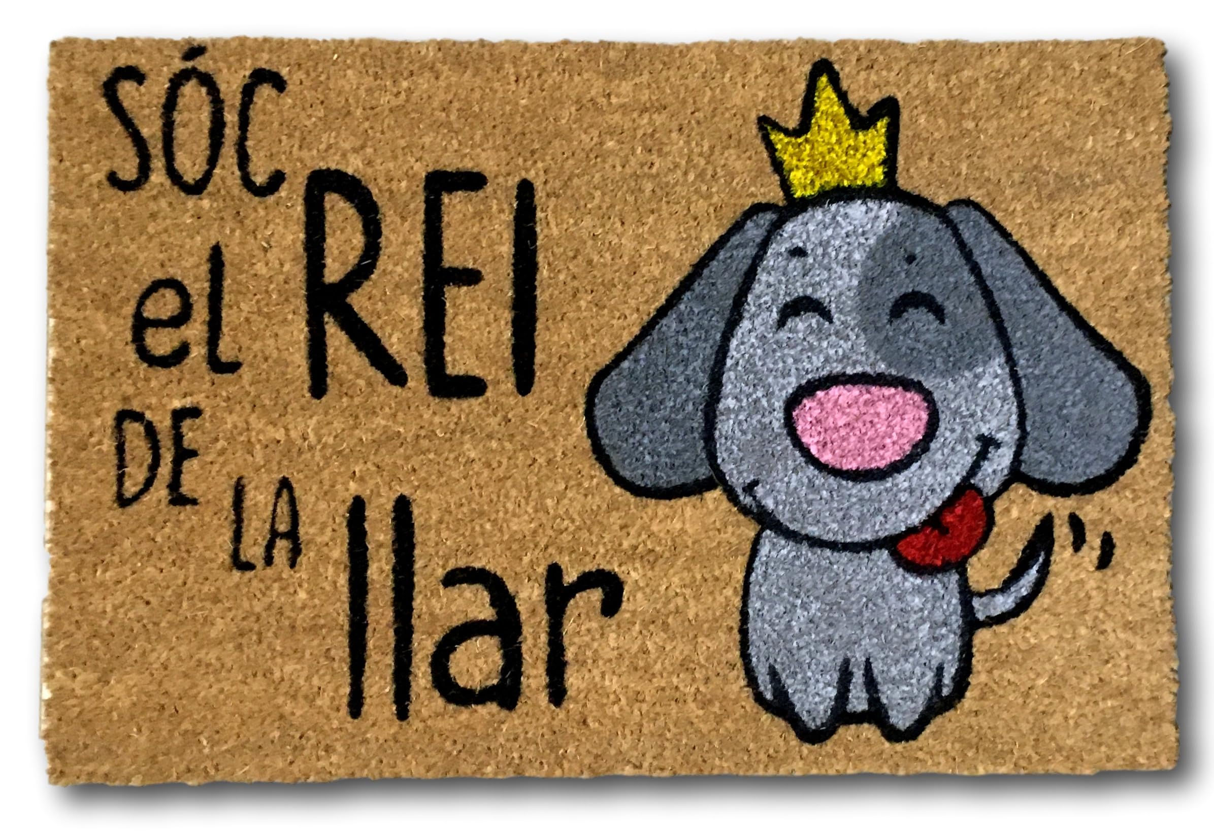 koko doormats Felpudo Entrada casa Original, Fibra de Coco y PVC, Felpudo Exterior Soc el Rei de la Llar, 40x60 cm | Alfombra Entrada casa Exterior | Felpudos Divertidos para Puerta