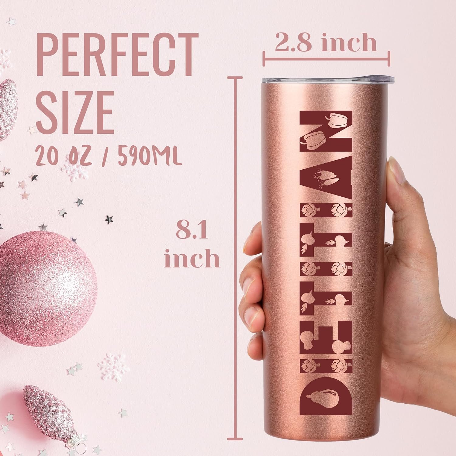 Onebttl Registered Dietitian gifts for Women, Thank You Gifts for Nutritionist, Perfect for Dietician on Graduation Appreciation Thanksgiving Christmas, 20 oz Stainless Steel Tumbler Cup with Straw