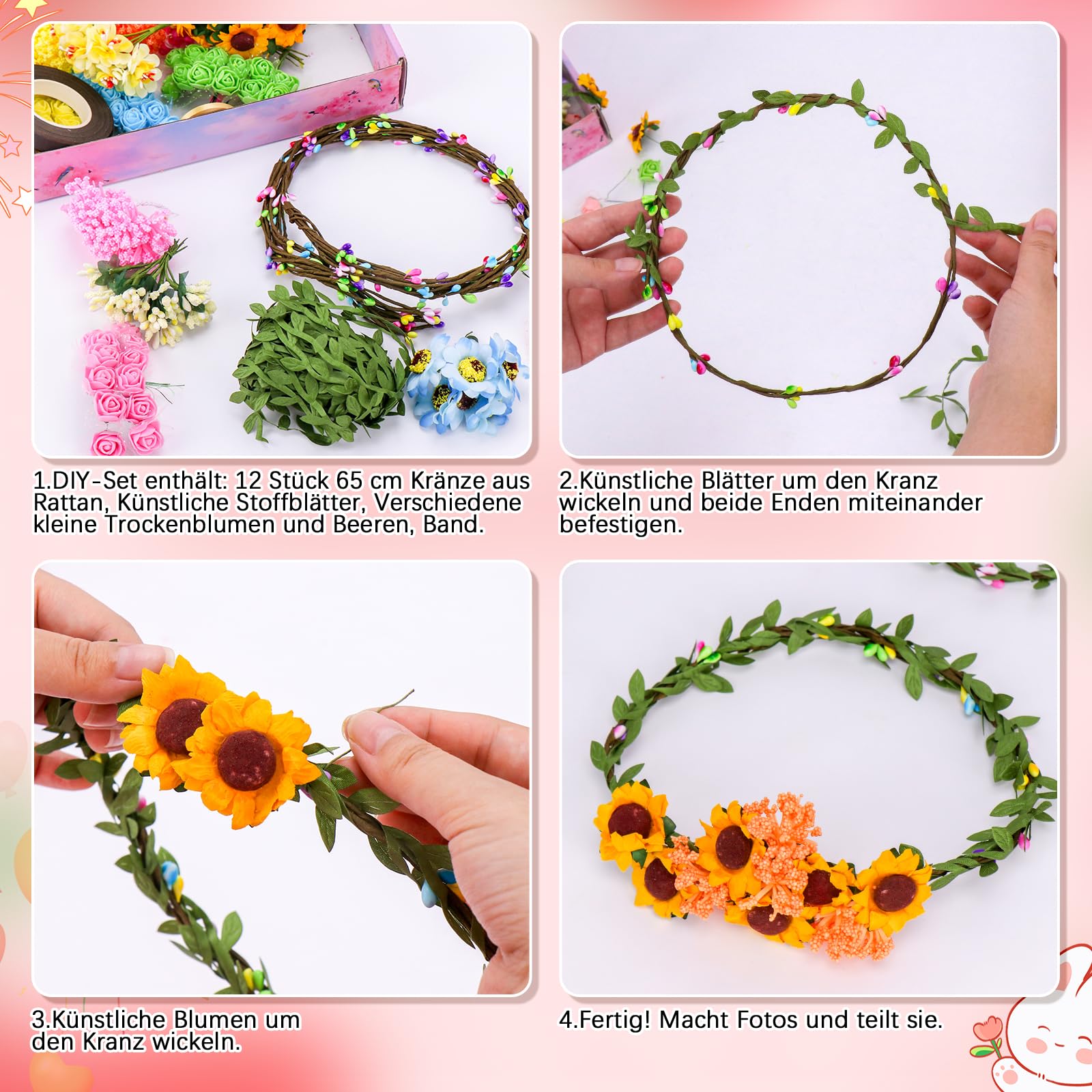 Meetory Blumenkranz Basteln - Blumenkranz Haare Deko, DIY Bastelset  Erwachsene, Geburtstag Basteln Frau Haarschmuck,  Hochzeitsfeier/Urlaub/Geburtstag fr Erwachsene: Amazon.de: Spielzeug