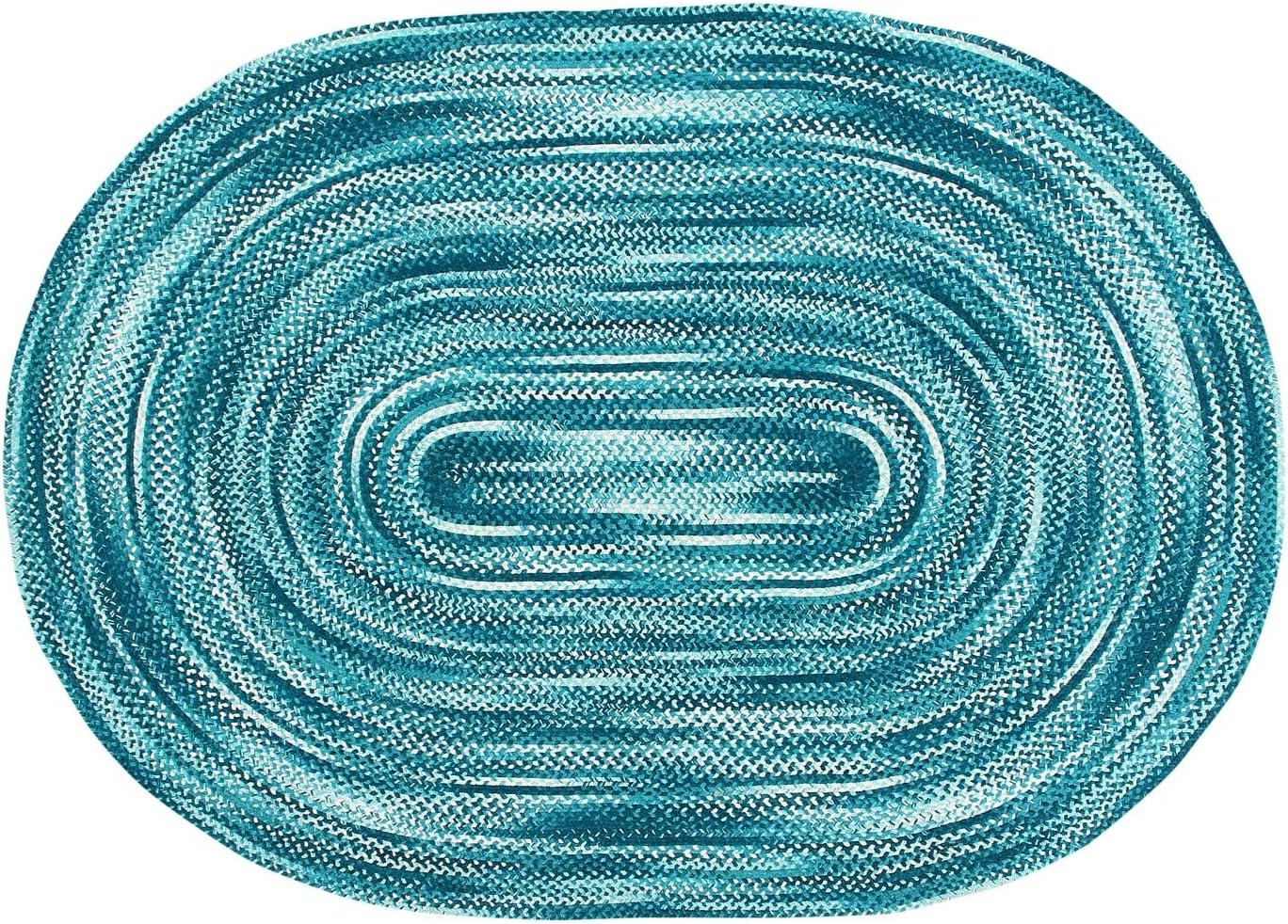 Olive Ombre Braided Oval Cotton Rug, 20" x 30", Reversible and Washable