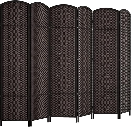 Rose Home Fashion RHF Biombo de 6 pies de alto paneles de fibra tejida en rombos biombo divisor de habitación biombo plegable