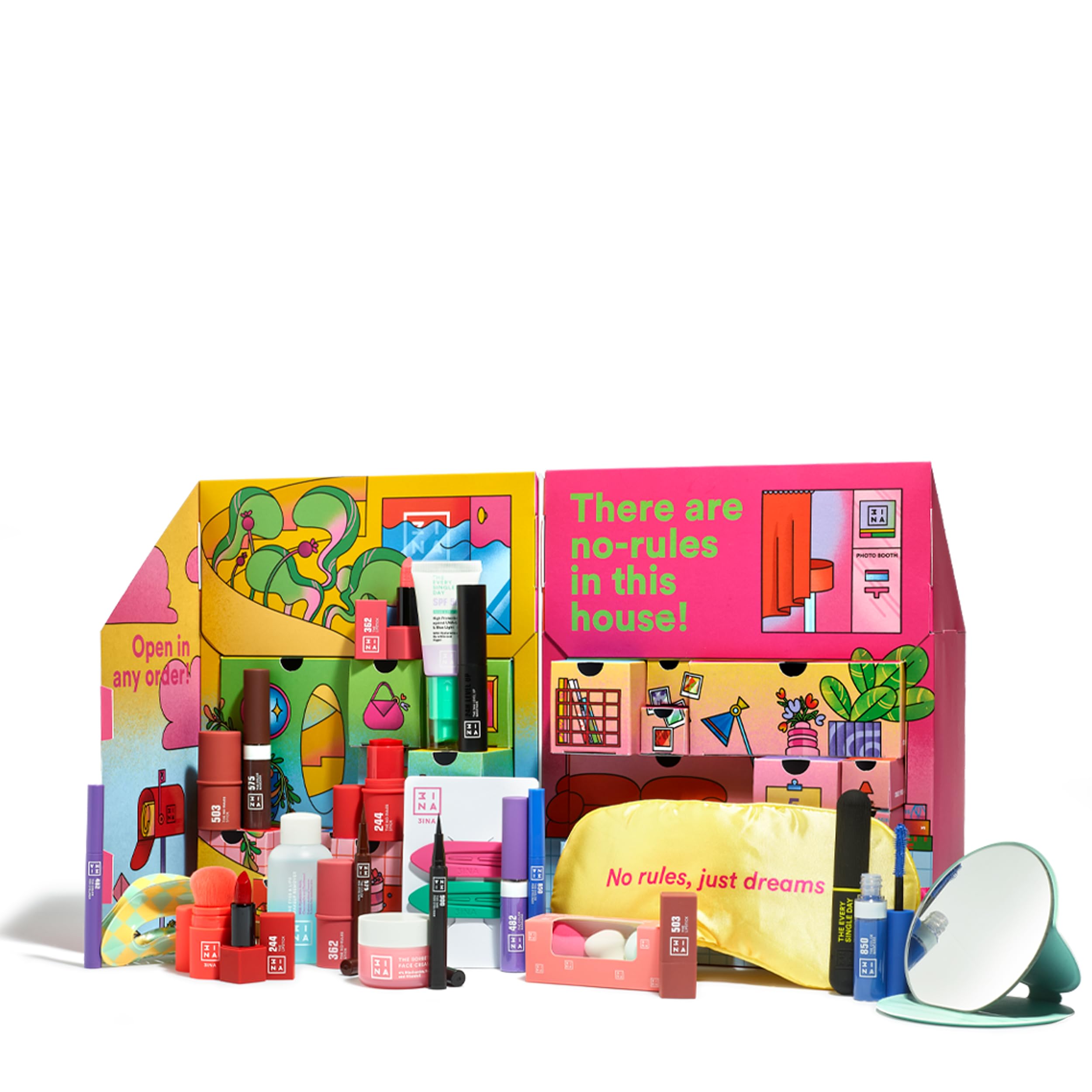 3INA MAKEUP The No-Rules House: 24 Days of Colour Advent Calendar Beauty 2025 Make-Up Set Advent Calendar with 24 Surprises Vegan Cruelty Free
