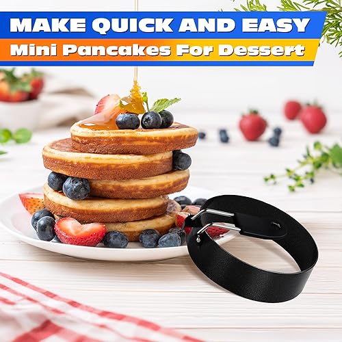 Miniatura 8 de Egg Rings for Frying Eggs - 2Pcs Round Egg Cooker Ring Egg Circles for Frying Eggs Egg Molds Fried Egg Cooker Ring - Egg Mold for Breakfast