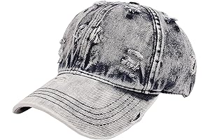 Denim Fedora Hat for Men, Distressed Hip Ripped Trucker Sun Baseball Hat...