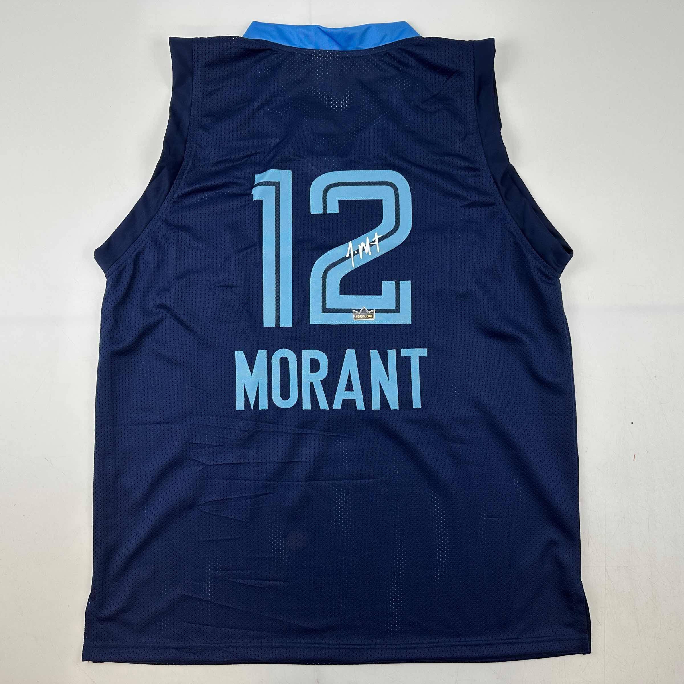 Facsimile Autographed Ja Morant Memphis Dark Blue Reprint Laser