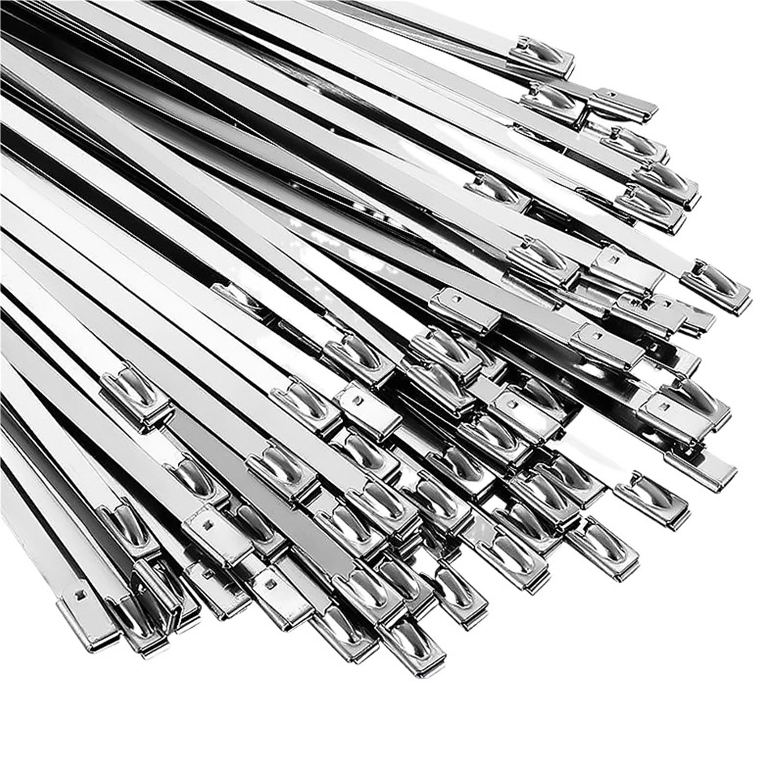 Erhtguo 4.6X200mm Stainless Steel Cable Ties Self Locking Metal Strap For Exhaust Wrap Multi-Purpose Heavy Duty Home Fastening Ring(,60Pcs)