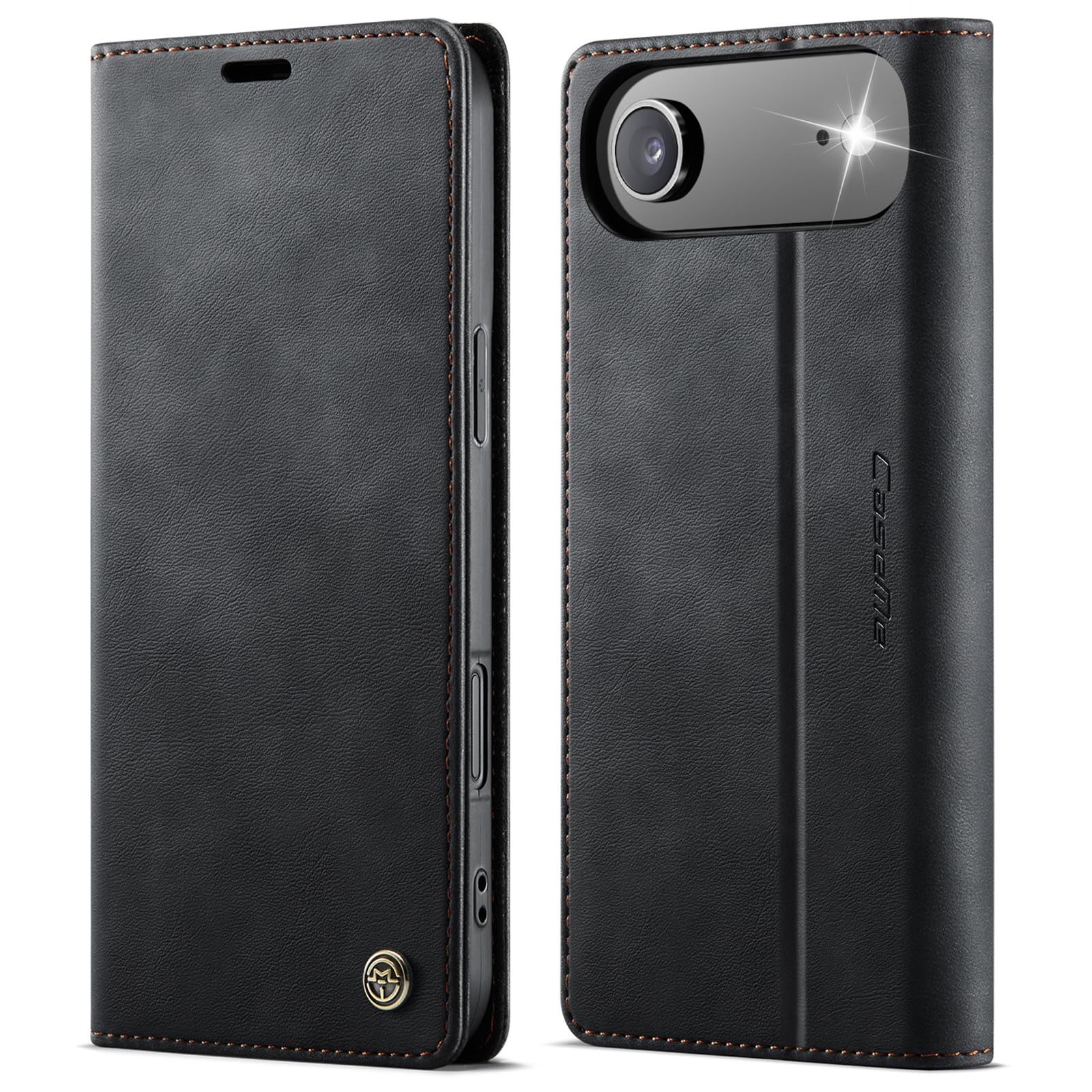 owlhold Handyhülle iPhone 17 Air hülle klapphülle Premium PU Leder,RFID Schutzhülle,Faltbare Ständer,Handytasche Lederhülle Kartenfach Standfunktion hülle für iPhone 17 Air- Schwarz