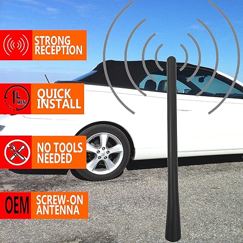 Miniatura 8 de Antena de goma para Toyota Solara Convertible (2004-2008), antena convertible Toyota Solara – 7 pulgadas a prueba de lavado de coche, bobina de