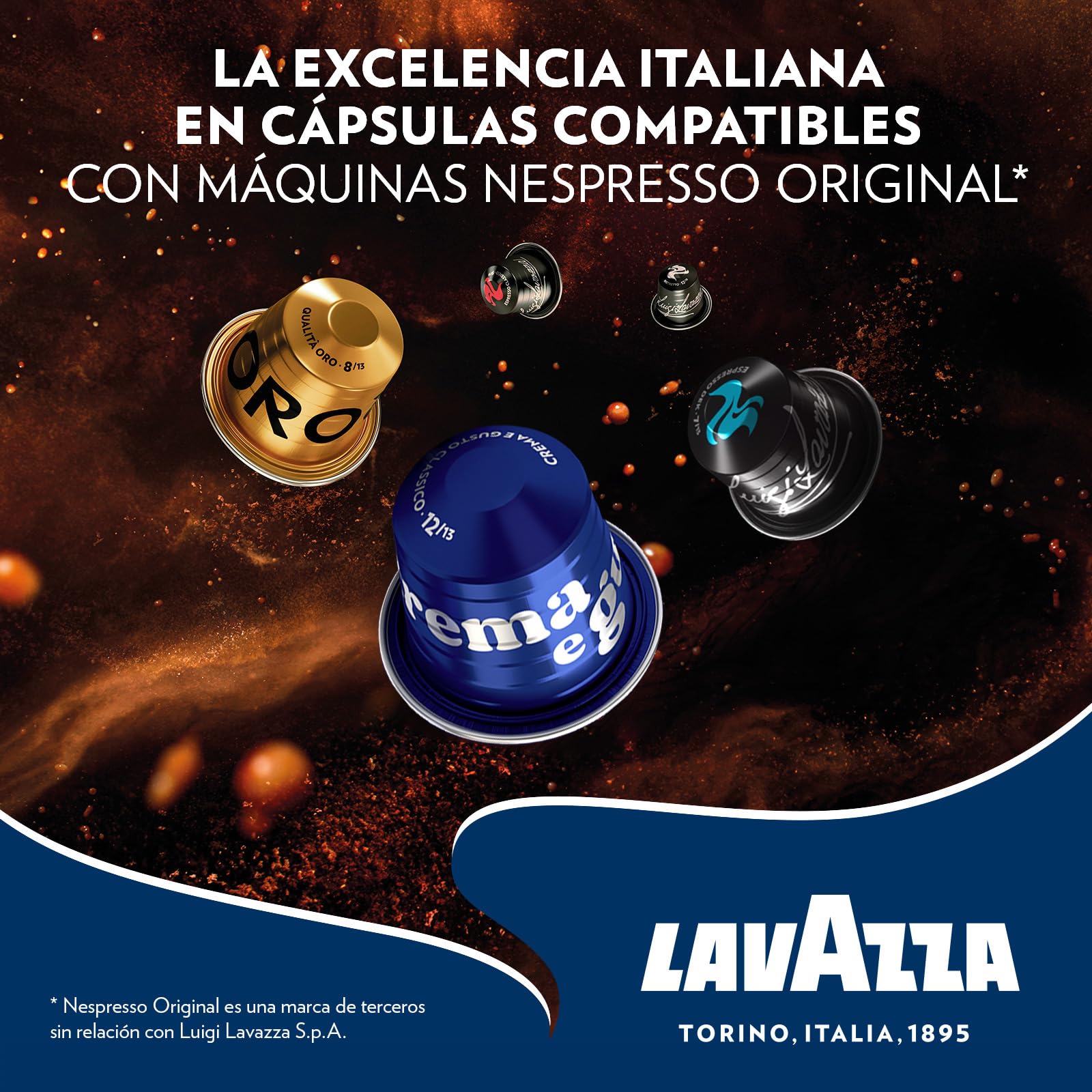 Lavazza, Crema e Gusto Classico, Cápsulas de Café Compatibles con Máquinas Nespresso Original, con Notas de Especias y Cacao, Arábica y Robusta, Intensidad 12/13, Tueste Ligero, 10 Paquetes x 10