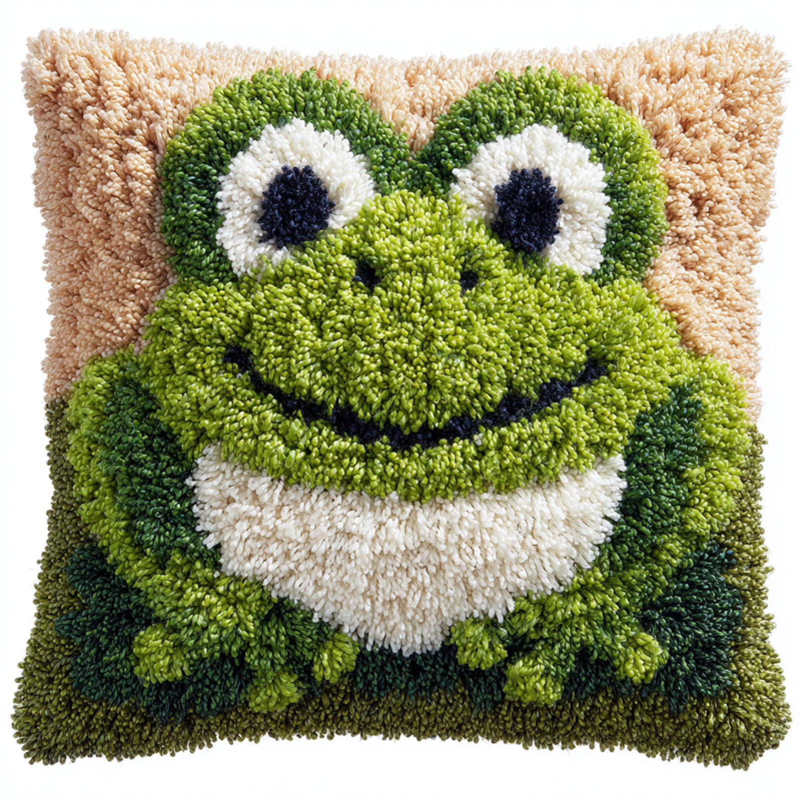 Wallustrioaw Latch Hook Kit For Beginners,Animal Frog,Cushion Cover Making Kit,Embroidery Pillowcase Latch Craft For Adults,17X17in