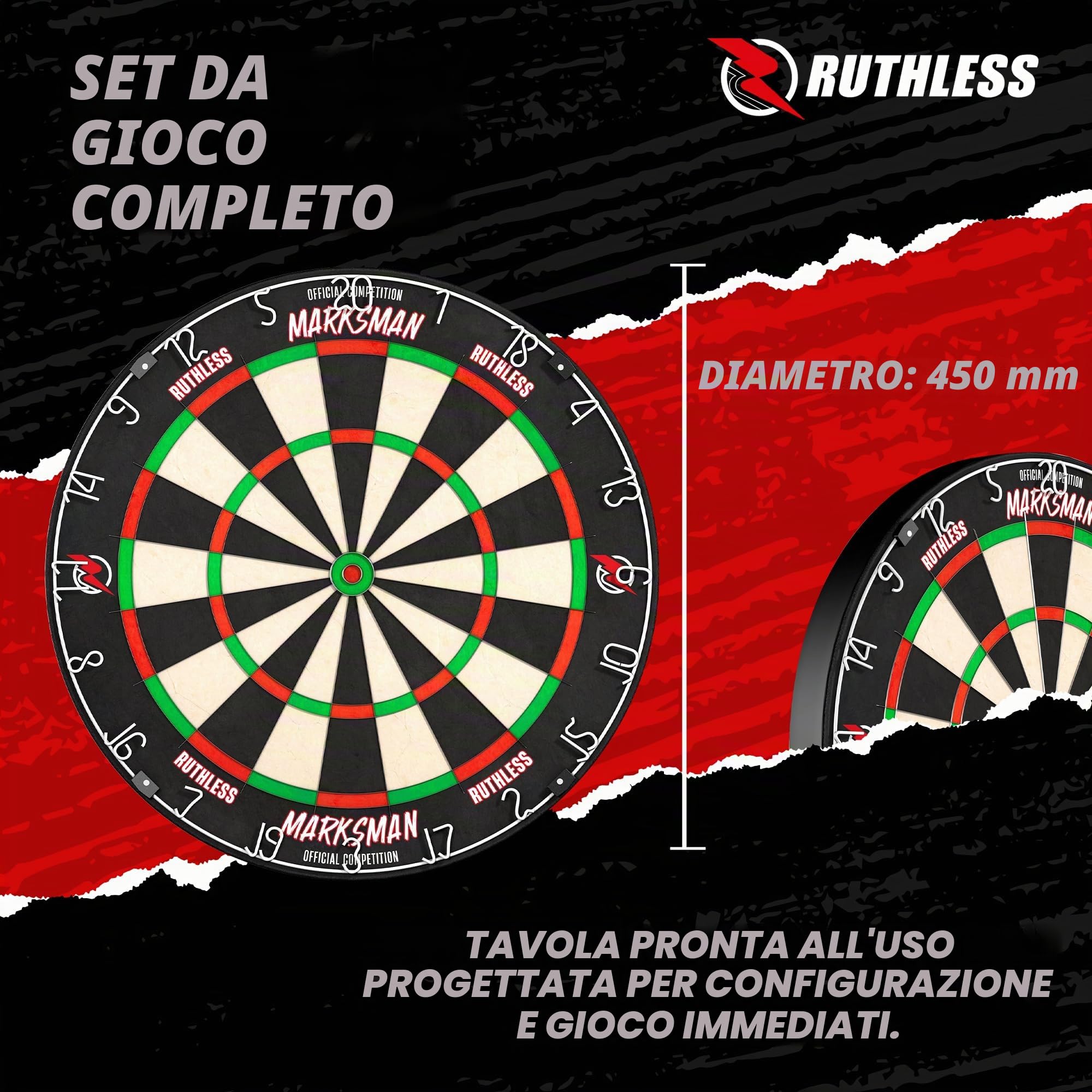 Ruthless Marksman Dart Board Bersaglio professionale ultra sottile in filo di sisal per freccette con punta in acciaio DB072