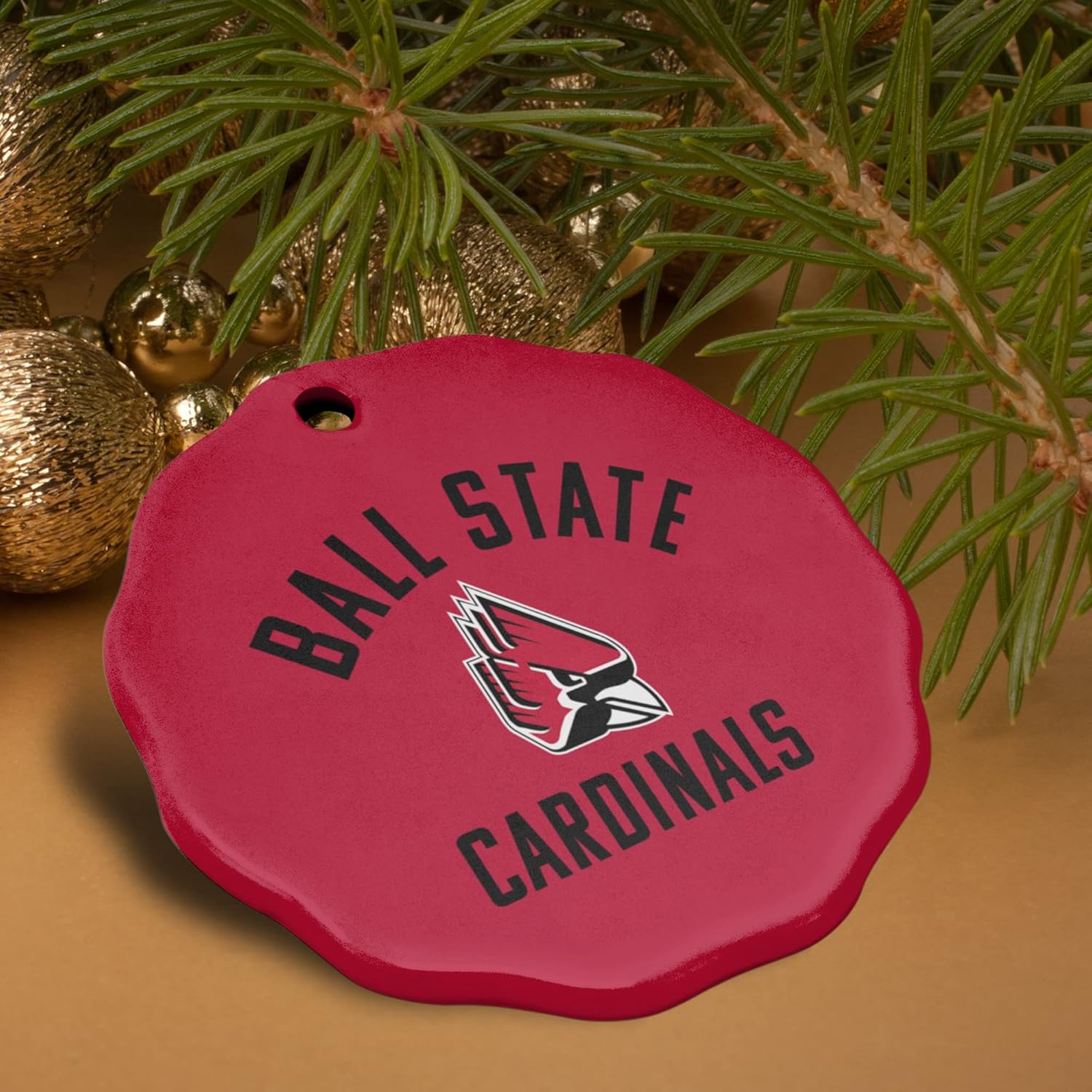 GRAPHICS & MORE Ball State Cardinals Logo Porcelain Scalloped Holiday Christmas Tree Ornament - 2.8" (7.1 cm) - Image 4