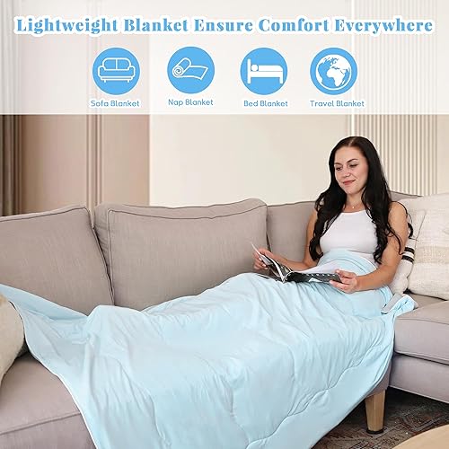 Miniatura 5 de Catalonia Manta refrescante reversible, edredón ligero de verano para personas que duermen con calor, edredón de verano suave y sedoso, 50 x 60