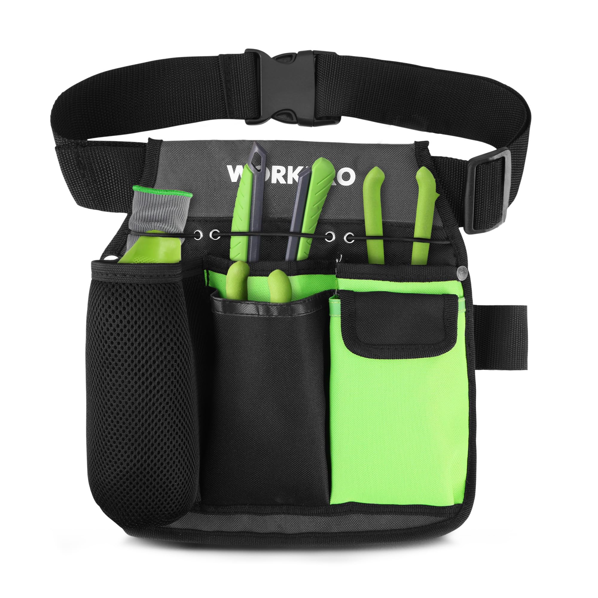 WORKPRO Tool Belt for Garden Tools 600D Oxford Multifunctional Belt with 5 Pockets, for Gardeners Electricians, Mechanics & DIYers