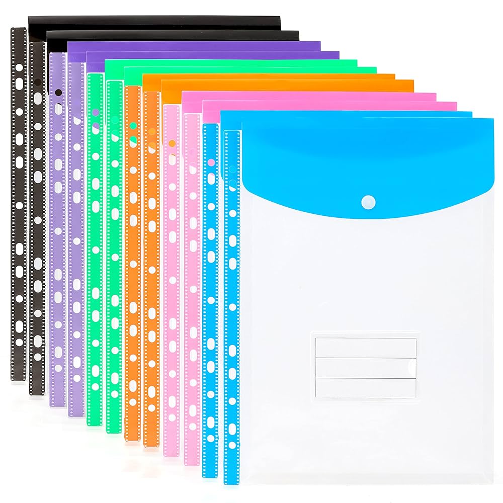Plastic Envelopes With Snap Closure Namzi 2 Pack 5 Pockets Clear Document Folders Plastic Envelopes Poly File Label Pocket Snap Button Home Work Office Organization Letter Size A4 Size Clear Pocket Folders