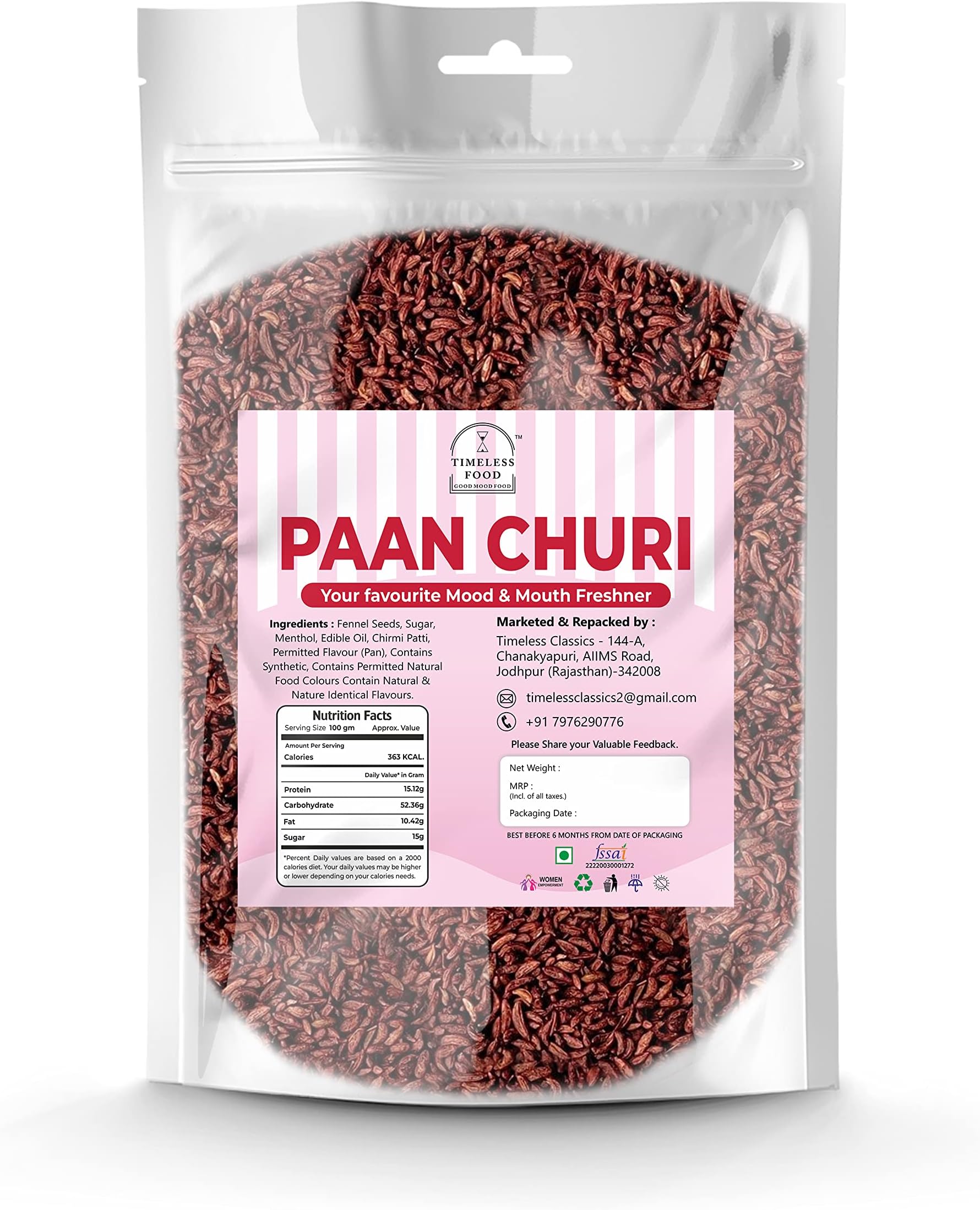Paan Churi Mukhwas 380g | Indian Mouth Freshener with Saunf | Refreshing After-Meal Snack