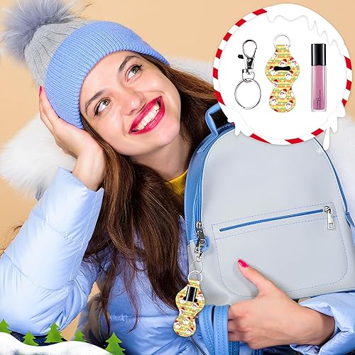 Miniatura 5 de Duufin 16 piezas Chapstick Holder Llavero con 16 piezas Metal Clip Cordones para Chapstick Tracker y Salvaguarda