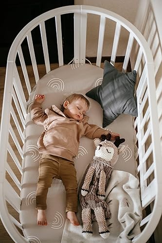 Miniatura 6 de Bear's Little Fish Sábanas 100% algodón orgánico para cuna de bebé para niña o niño, sábanas bajeras suaves neutrales para colchones de cuna,