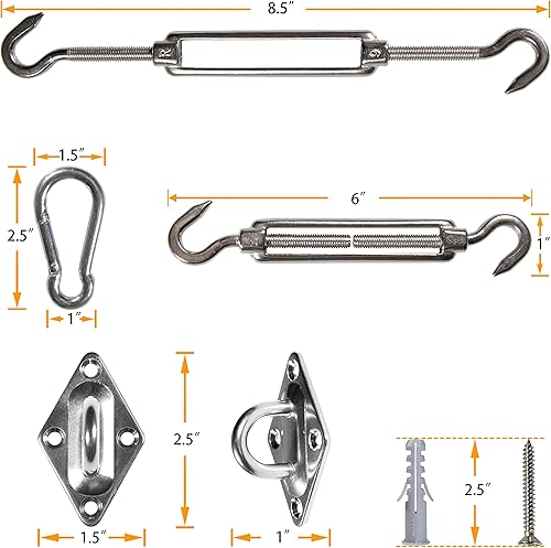 Miniatura 10 de ShadeMart Kit de accesorios de acero inoxidable de 10 pulgadas más cable resistente para toldo triangular con cable de extensión de 12 pies