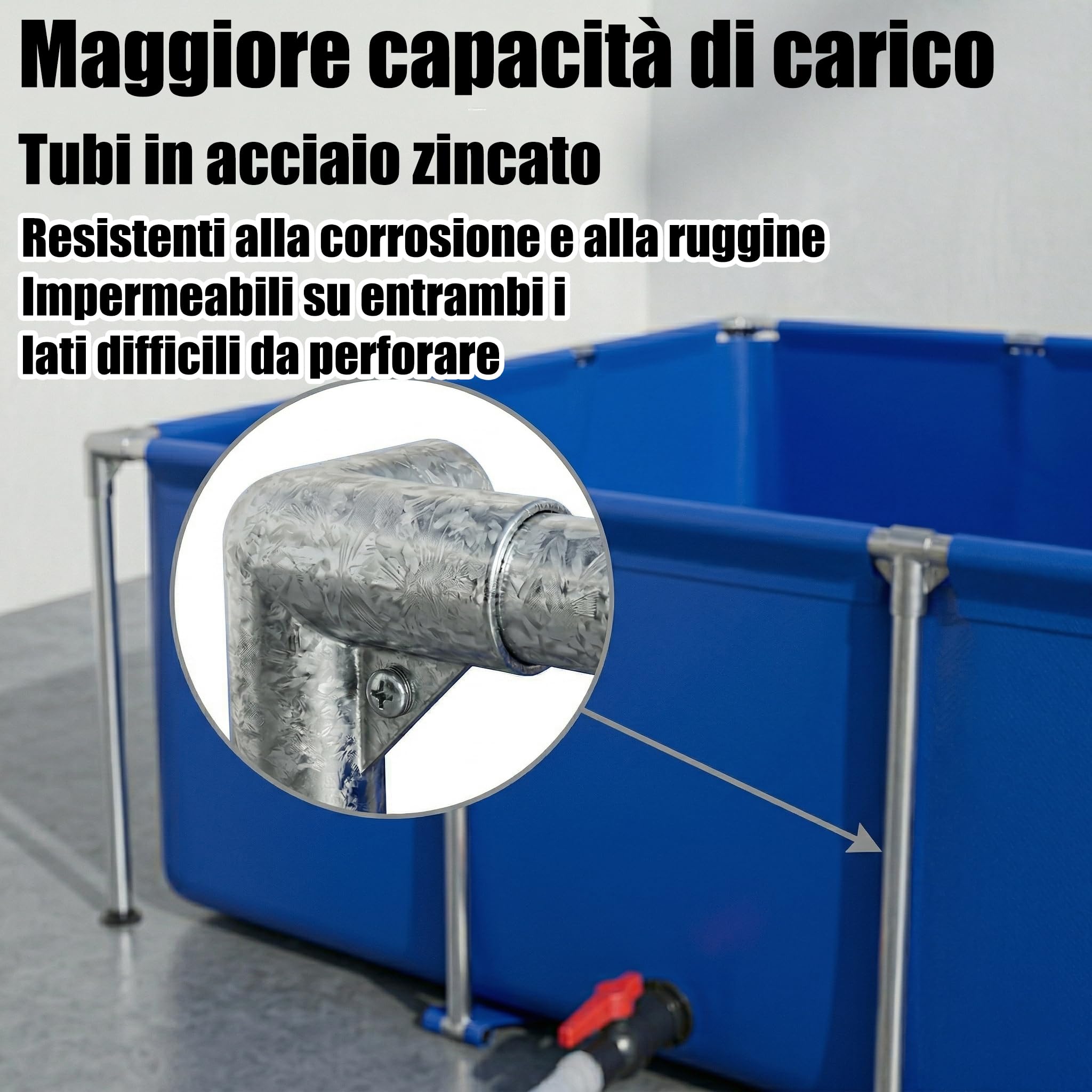 Piscina Fuori Terra Rettangolare(H:0.8m),Acquario Fuori Terra,Resistente al Sole E agli Strappi,Resistente al Calore E al Freddo, per Piscina per Bambini,Serbatoio da Esterno