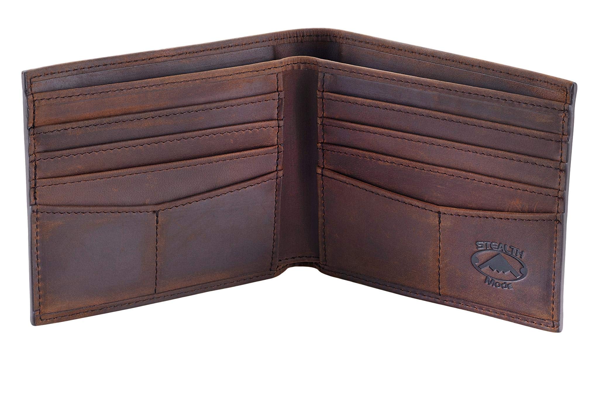 Stealth Mode RFID Wallet for Men - Genuine Napa Leather Bifold Mens Wallet with 8 Card Slots & Divided Billfold - Elegant Gift Box Packaging, RFID