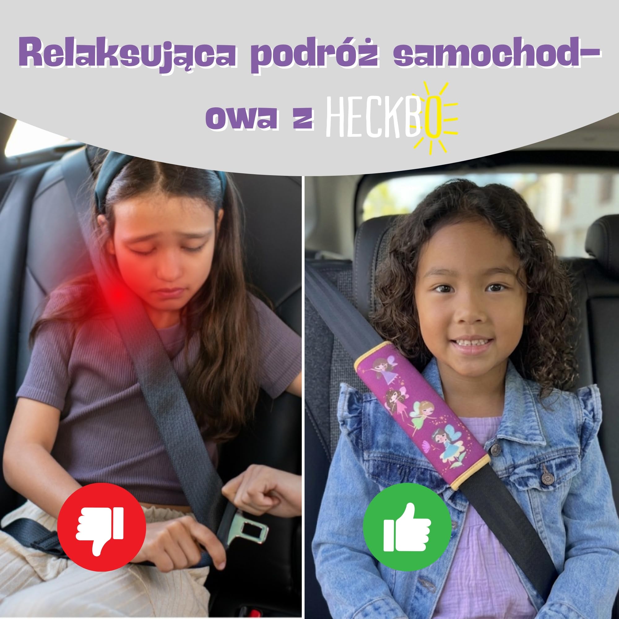 1x HECKBO Ochraniacze na pasy bezpieczeństwa z motywem Wróżka - ochraniacze na pasy dla dzieci i niemowląt - idealne na każdy pas bezpieczeństwa samochód fotelik dziecięcy rower przyczepa samolot