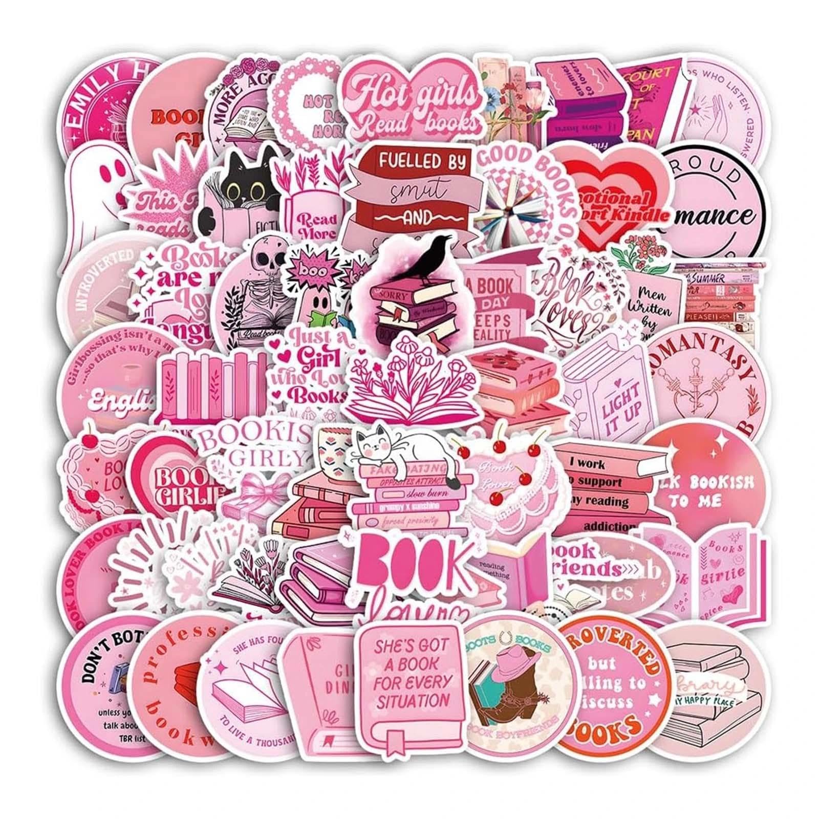 Voosfsie Pink 120 Pcs Kindle Stickers, Bookish Stickers For Kindle, Waterproof Cute Book Sticker For Scrapbook, Water Bottles, Laptops
