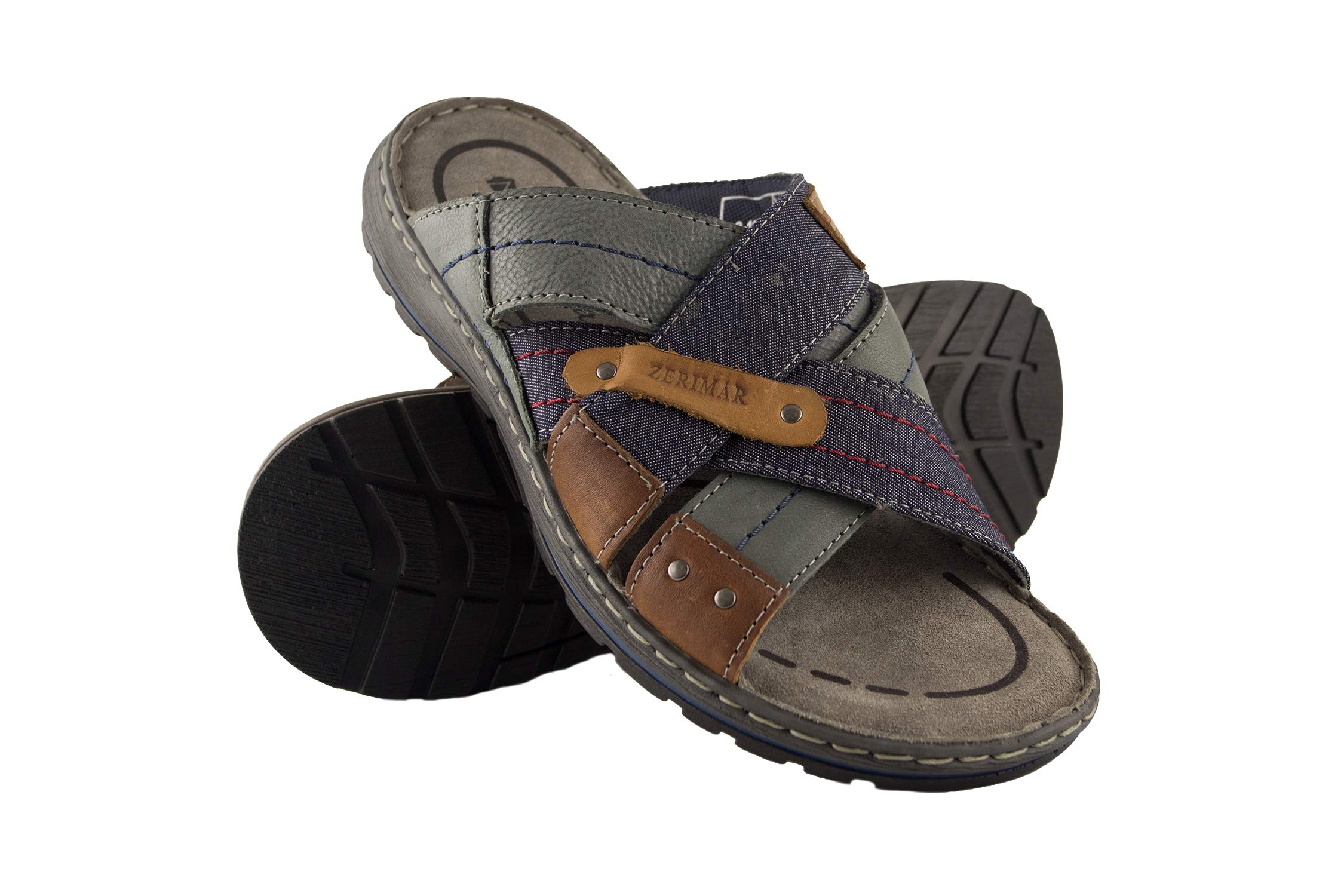 Zerimar Sandalias Hombre Verano | Chanclas Cuero Verano | Calzado Hombre Piel | Sandalias Casuales | Chanclas Cuero Vestir | Sandalias Cuero para Hombre