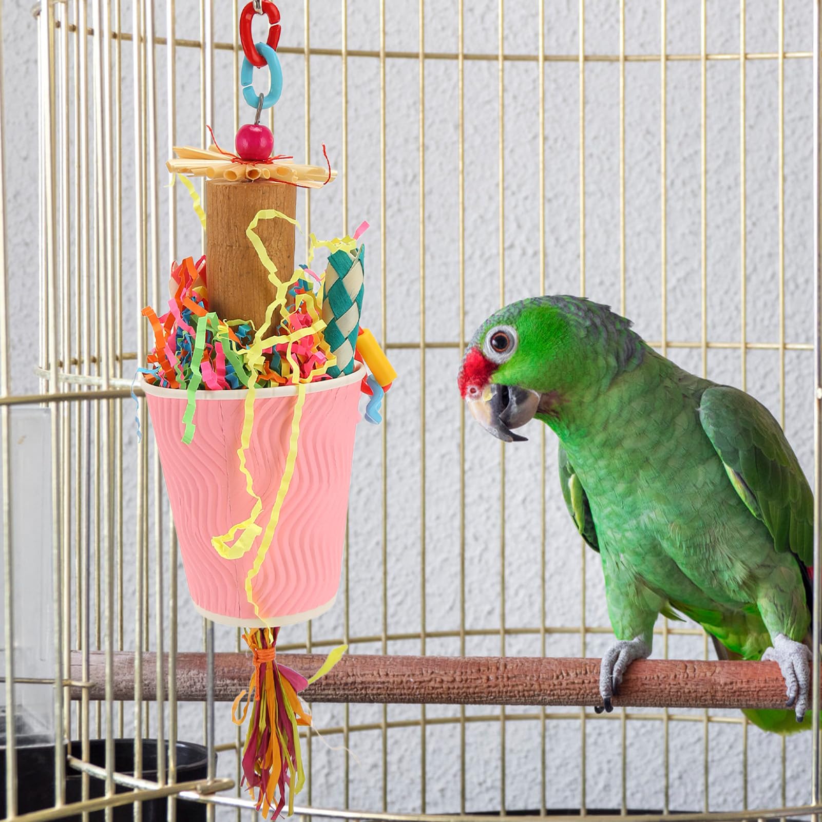 Bird Foraging Toys, Attractive Foraging Cup Shaped Shredder Toy, Reusable, Safe, Bright Colors for Conures - image 3