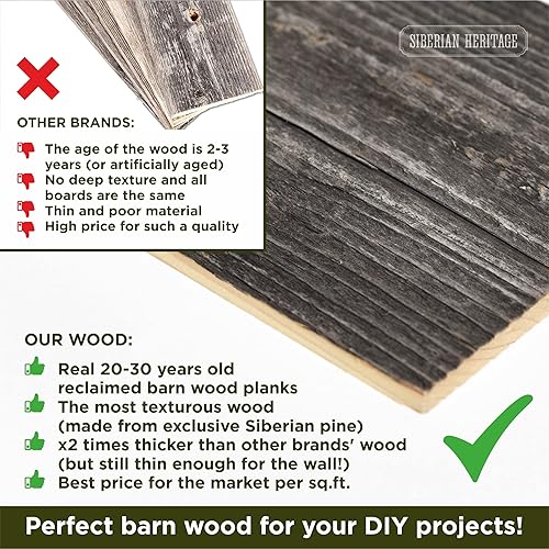 Miniatura 6 de Sunbaked - Cabecera de fondo de madera de granero reciclada, color gris, 47 x 4 x 0.3 pulgadas, juego de 12 tablas de madera real desgastadas