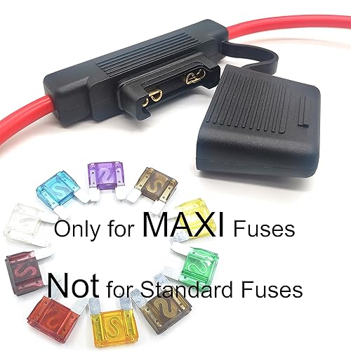 Miniatura 3 de VANTRONIK Portafusibles en línea maxi impermeable con cable AWG calibre 8 de 15.8 pulgadas de largo, apto para fusibles de hoja grande de hasta 100