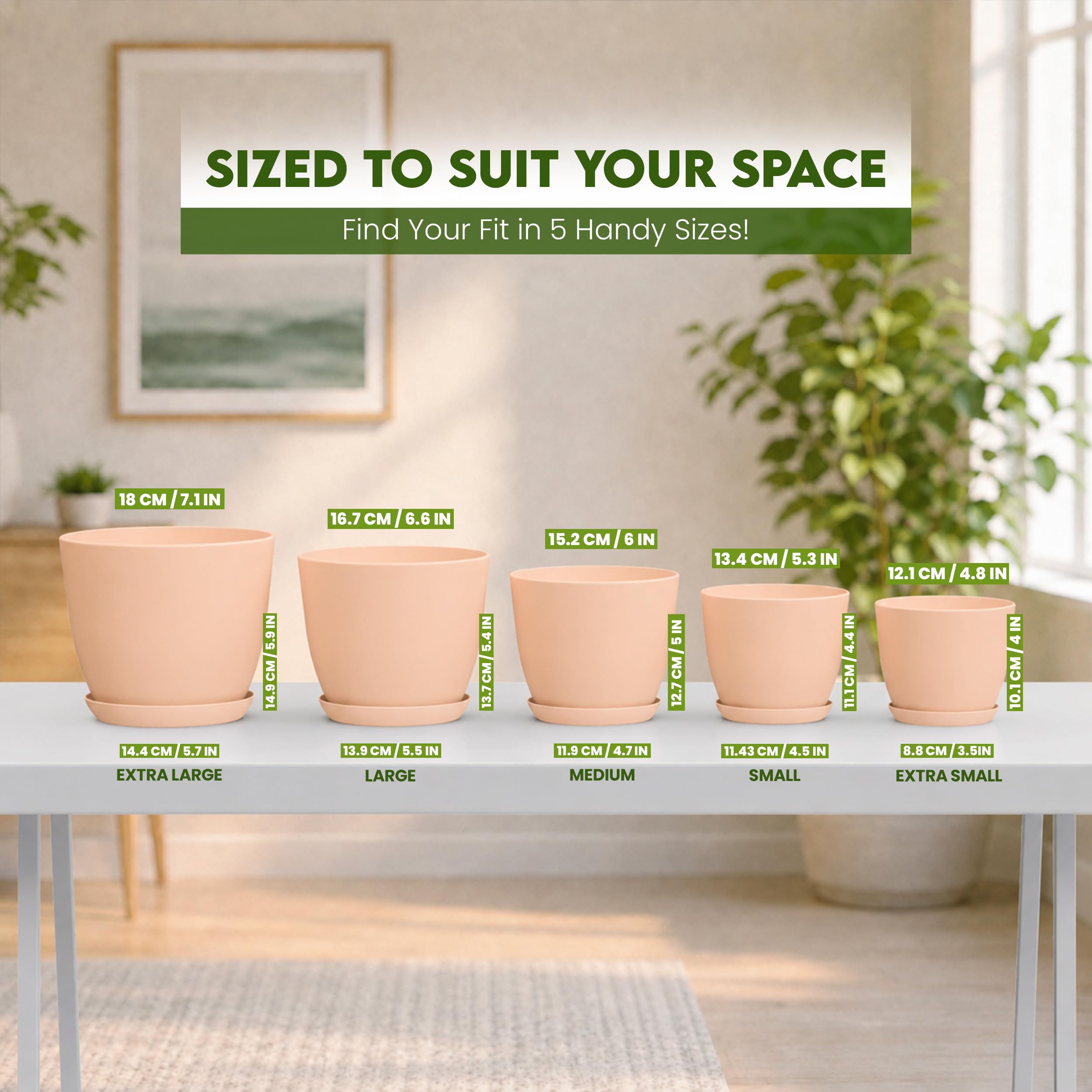 Amazon.com : Plant Pots Indoor with Drainage, 5 Pack Multi-Size