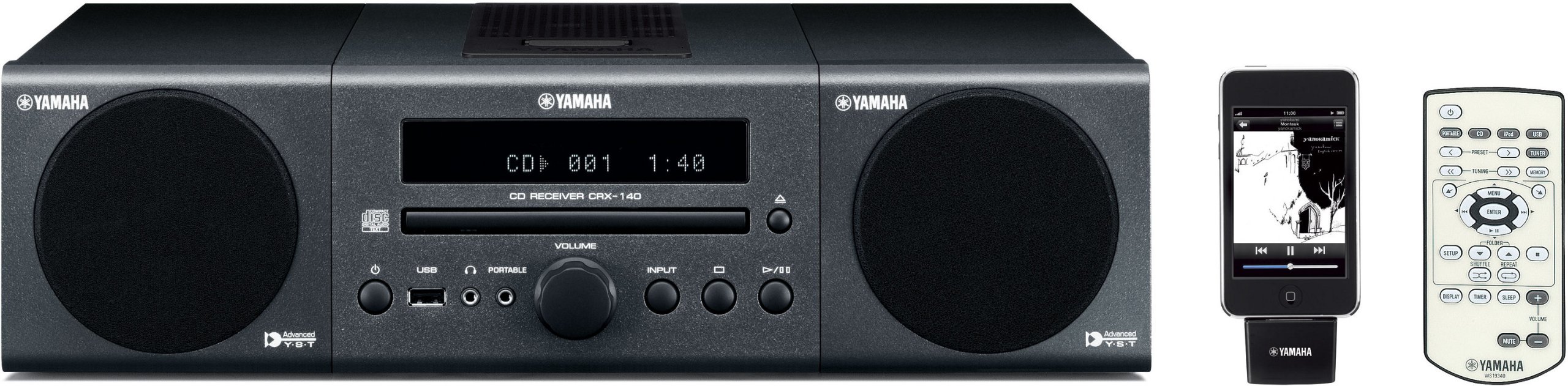 Yamaha MCR-040 Compact Stereo Audio System with Docking Station
