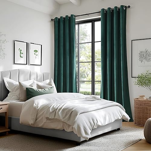 Miniatura 6 de Guibaf Cortinas opacas de terciopelo negro de 96 pulgadas de largo, con ojales, para dormitorio, bloqueo de luz, aislamiento térmico, juego de 2