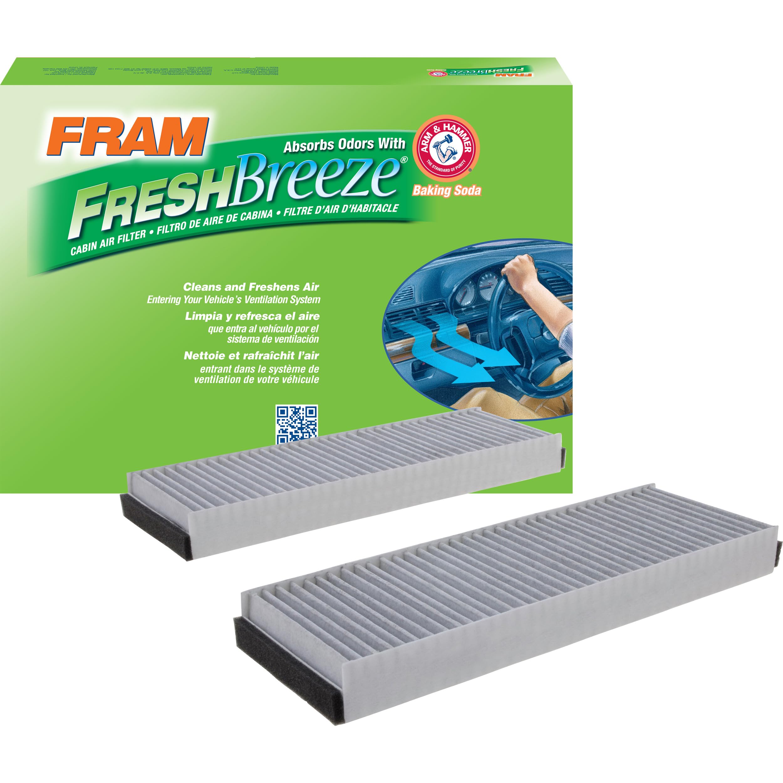 FRAM Fresh Breeze Innenraumfilter mit Arm & Hammer Backpulver CF10208 für ausgewählte Audi Fahrzeuge