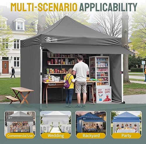 Miniatura 6 de CROWN SHADES Tienda de campaña desplegable de 10 x 10 con 4 paredes laterales, tienda comercial instantánea con configuración para 1 persona,