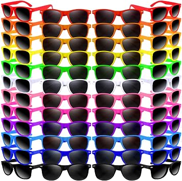 72 Pack 12 Color Neon Sunglasses Party Favors Bulk,80s Retro Style Perfect Colorful Novelty Sun glasses Set for Birthday Party Supplies,Beach,Pool Party Favors,Goody Bag Favors for Kids Adults