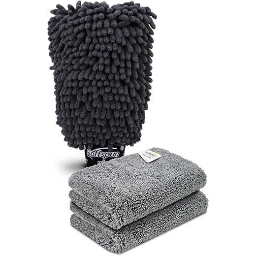 SOFTSPUN Microfiber Chenille Glove + Cleaning Wipes 2Pcs