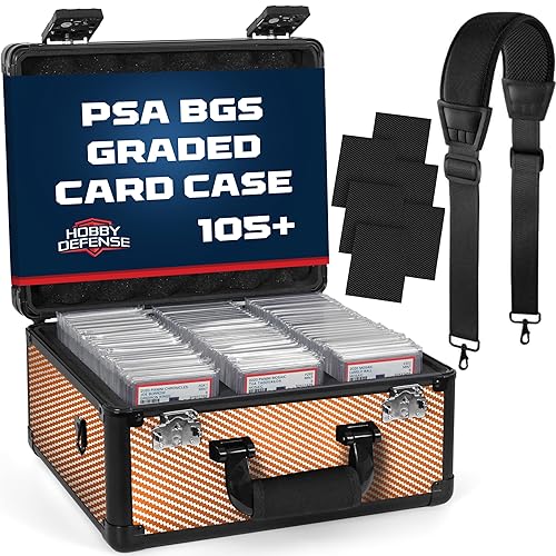 Hobby Defense Graded Card Case, 3 Row Graded Card Storage Box, Trading Card Case, PSA Card Cases for Sports Cards Case, PSA Slab Case For Graded Cards, Card Carrying Case - Carbon Fiber Orange