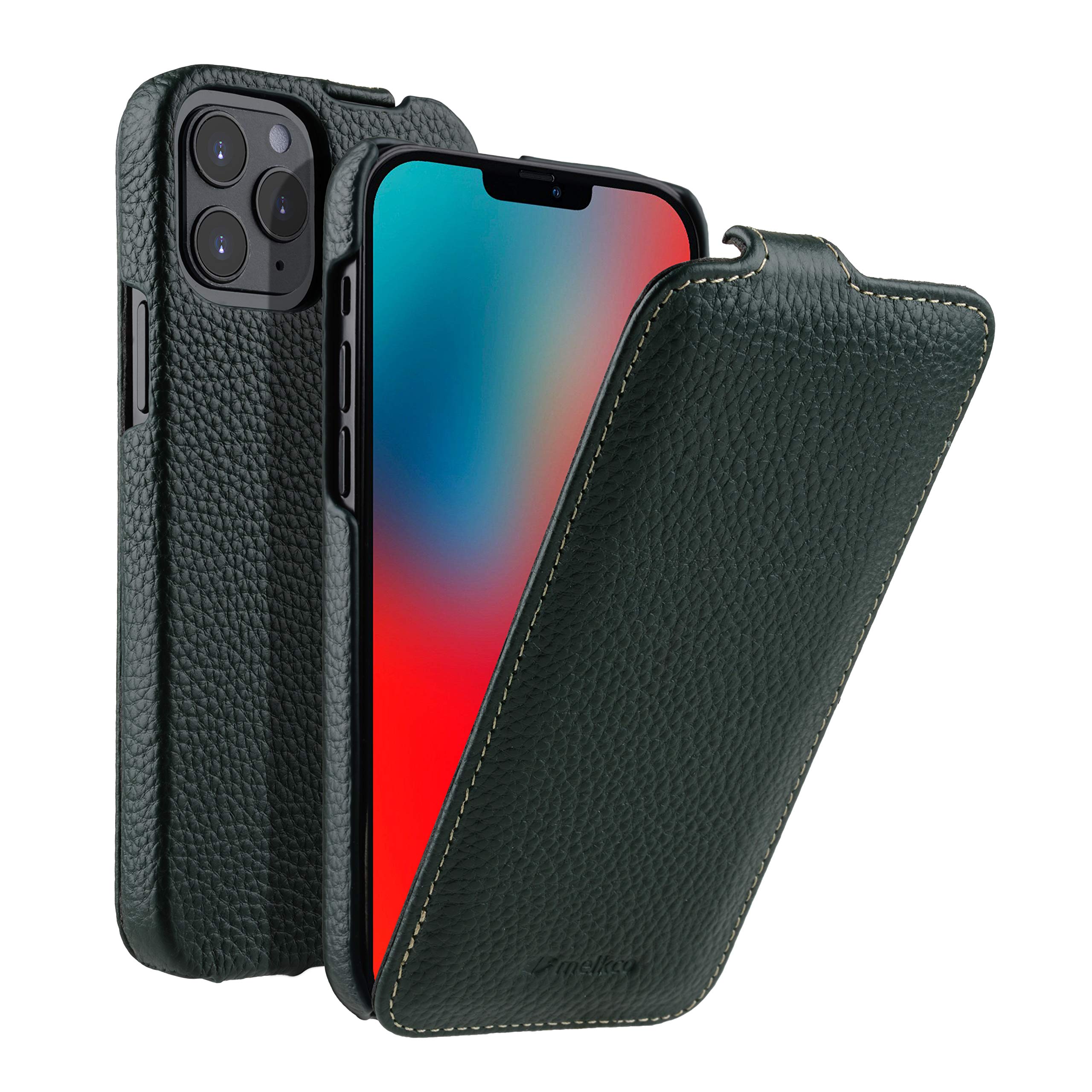 Melkco Jacka Series Lai Chee Pattern Premium Leather Case for Apple iPhone 12 Pro Max (6.7") - Jacka Type (Dark Green LC)