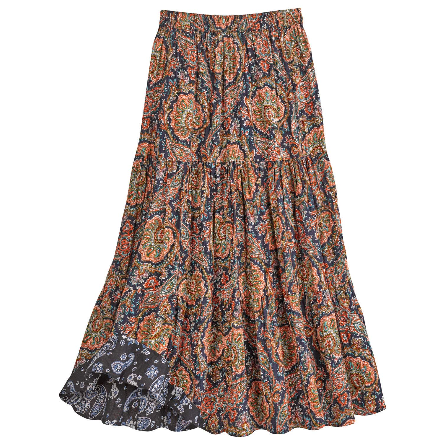Women's Reversible Boho Maxi Skirt - Paisely Long Skirt by Catalog Classics-36"L