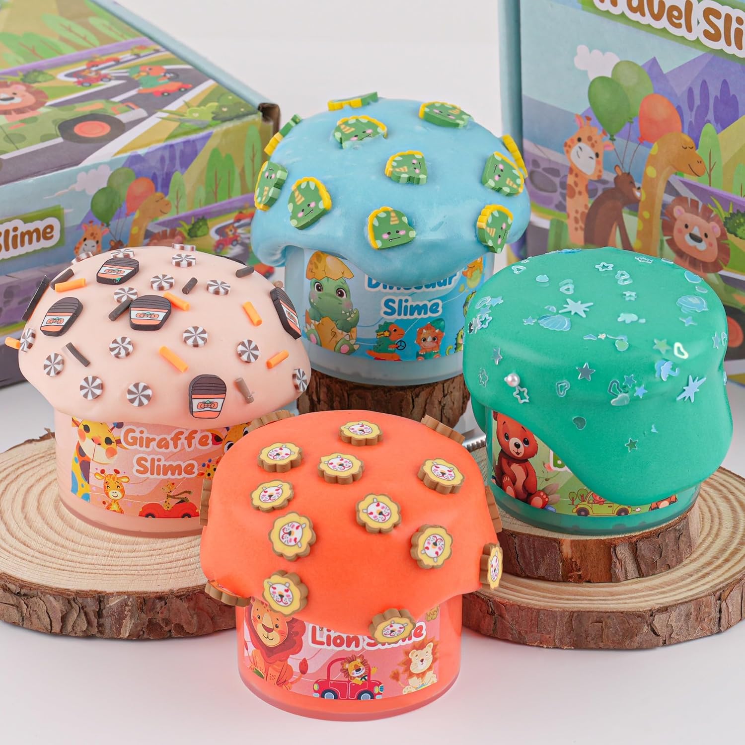 Easter Basket Stuffers, 4 Pack Butter Slime with Easter Dinosaur Slime Charm, Easter Slime Toys for Kids, Easter Gifts for Toddlers Teens Girls Boys, Easter Egg for Slime Party Favors