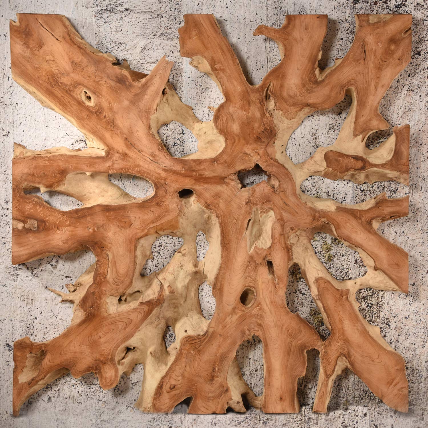 Vakarua Teakholz Wandbild 80x80 Kinada Wurzelholz Holzbild Treibholz Wanddeko Groß