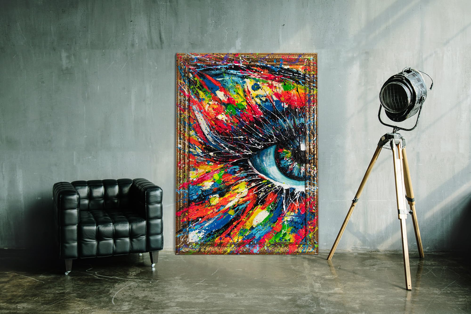 YS-Art Bild abstrakt bunt Acryl Gemälde auf Leinwand Bilder mit Rahmen malen handgemalt Wandbild Wohnzimmer modernes Wohndekor echtes Kunstwerk 120x80 cm