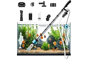 Electric Aquarium Vacuum Gravel Cleaner, 729GPH/15W 6-in-1 Upgraded Fish Tank Vacuum Cleaner