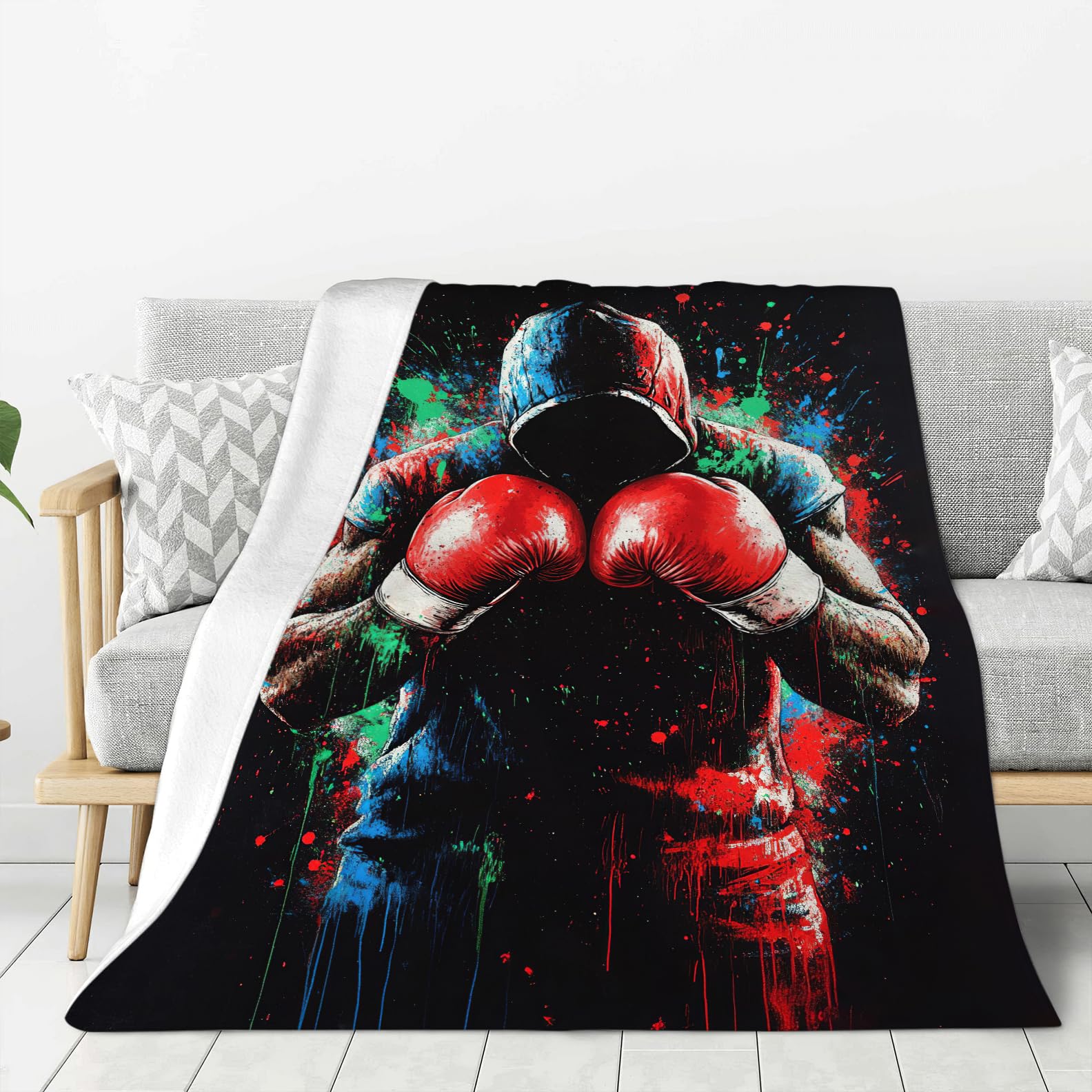 Boxing Gifts, Boxing Throw Blanket, Sports Gift for Men Boys Women Girls Lover Adult Cozy Fleece Flannel Bedding Stuff Plush for Couch Sofa Bed Decor 50"X40"